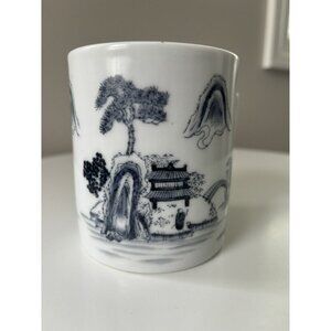 Vintage 1950s Over Joy Hand Painted Coffee Mug Cup Hong Kong China Scenery
